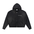 hoodie,clothing,fall,cropped,cotton,distressed,zipper,black